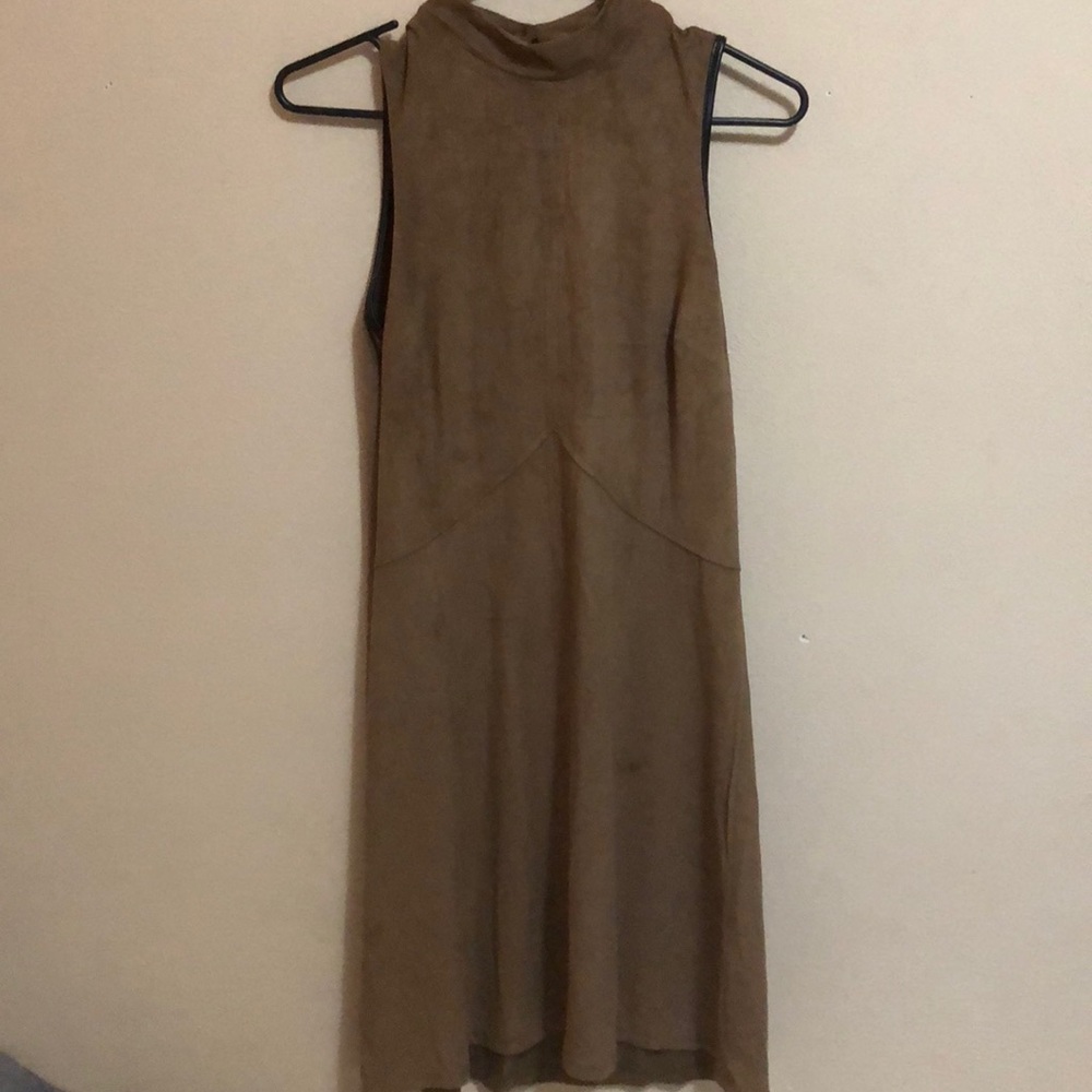 Suede mock turtle neck dress